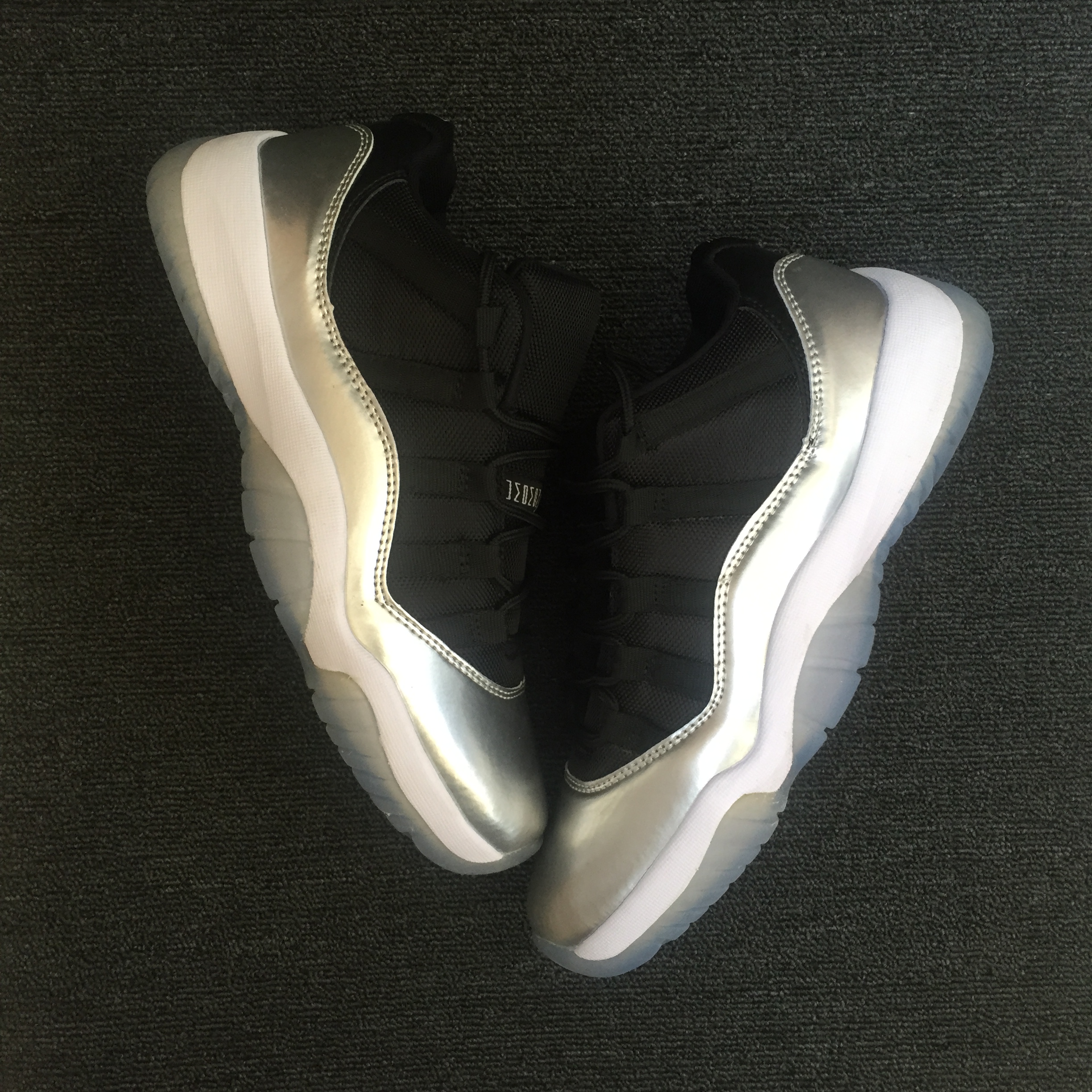 2017 Men Air Jordan 11 Retro Low Black Silver Shoes - Click Image to Close